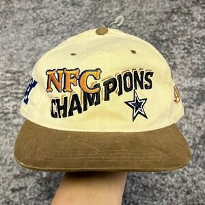 VTG Dallas Cowboys NFC Champions Hat Snapback AJD NFL White Brown 90s